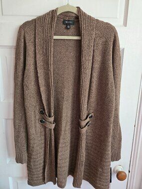 NWT AB Studio Taupe Open Front Cardigan with Button Accents - Size Large